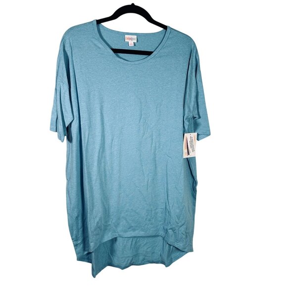 LuLaRoe IRMA Light Aqua Blue Heathered Very SOFT Hi-Low Tunic Top Shirt SMALL S - Picture 1 of 7